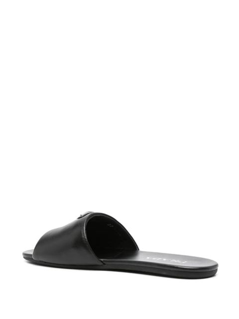 Prada triangle-logo leather slides - Black