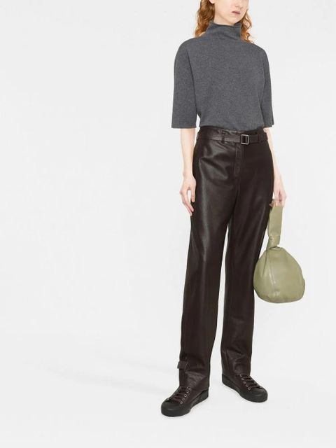 Jil Sander short-sleeved roll-neck knitted top - Grey