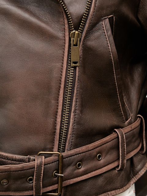 Answear.LAB ramoneska skórzana kolor brązowy przejściowa - zdjęcie produktu nr 2