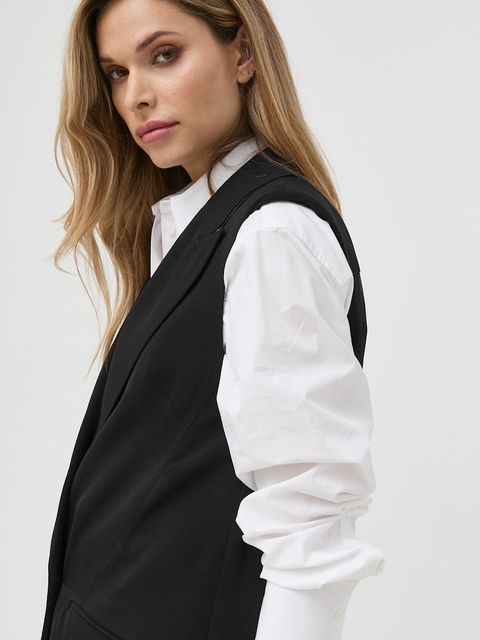 Karl Lagerfeld kamizelka kolor czarny dwurzędowa