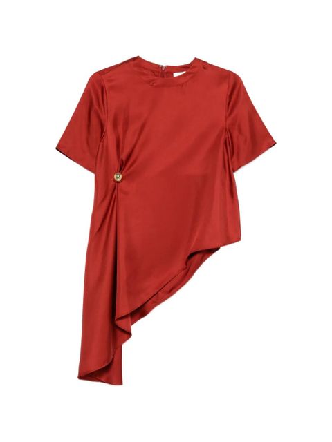 LouLou de Saison Madea button-detail asymmetric blouse - Red - zdjęcie produktu nr 1