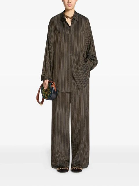 DRIES VAN NOTEN striped cocoon shirt - Brown - zdjęcie produktu nr 2