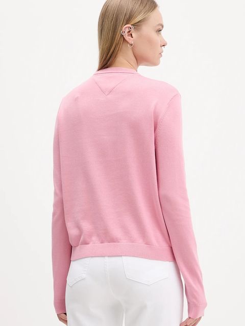Tommy Jeans sweter bawełniany kolor różowy lekki DW0DW20159