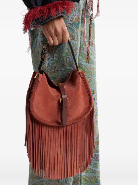 ETRO small Pony fringes suede shoulder bag - Red - zdjęcie produktu nr 2