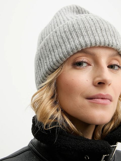 Answear.LAB czapka wełniana kolor szary