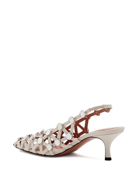 The Attico 50mm Grid slingback pumps - White