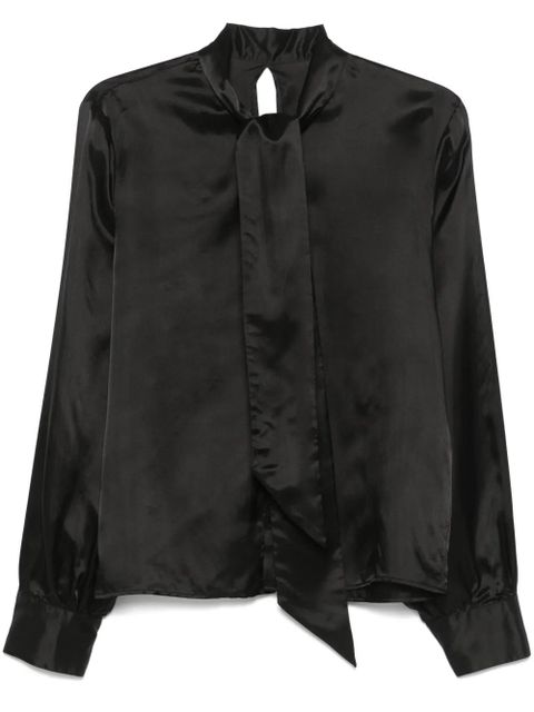 MM6 Maison Margiela tie-neck satin shirt - Black - zdjęcie produktu nr 1