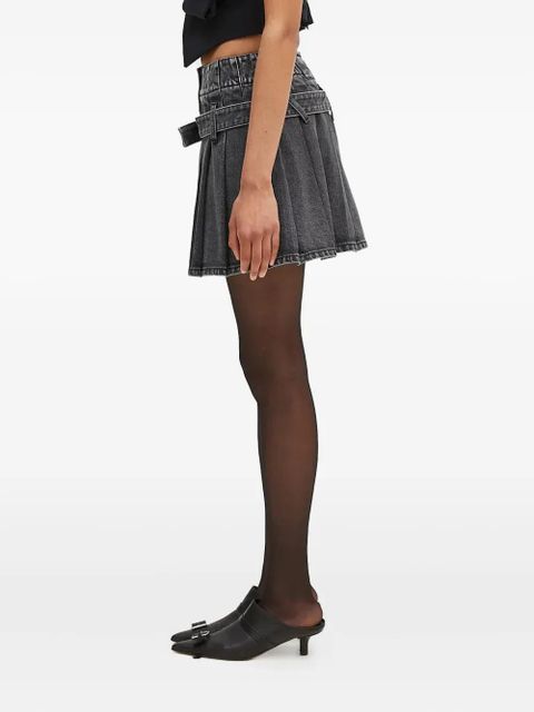 AMBUSH pleated belted denim skirt - Black