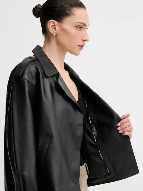 Pepe Jeans kurtka skórzana GRETA kolor czarny przejściowa PL402527