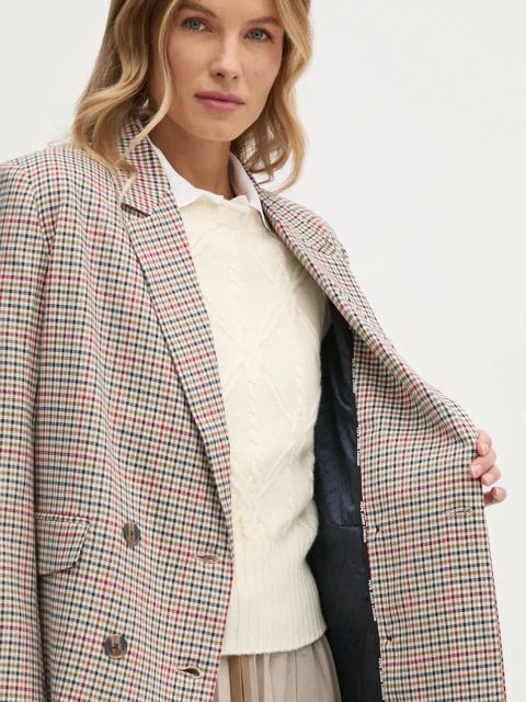 Pepe Jeans marynarka BAILEY kolor granatowy dwurzędowa wzorzysta PL402454