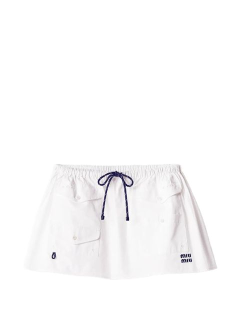 Miu Miu flap-pockets logo-detail mini skirt - White - zdjęcie produktu nr 1