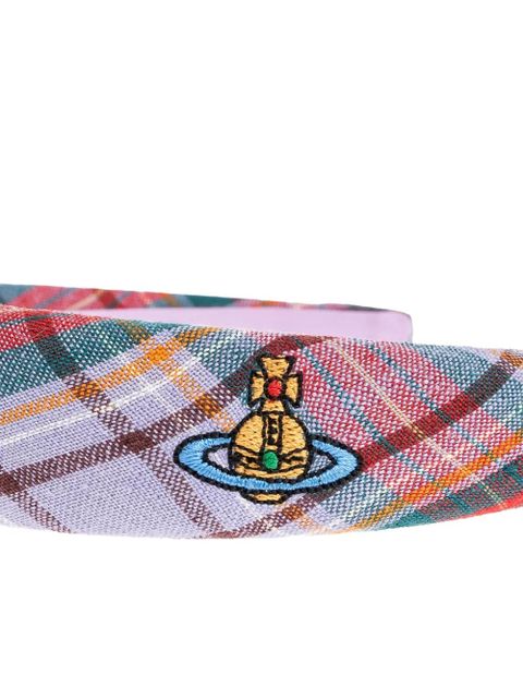 Vivienne Westwood embroidered plaid headband - Purple - zdjęcie produktu nr 2