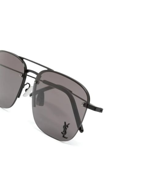 Saint Laurent Eyewear logo-plaque square-frame sunglasses - Black