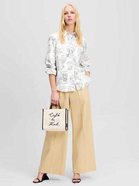 Karl Lagerfeld koszula bawełniana damska kolor biały relaxed z kołnierzykiem klasycznym A2W11023