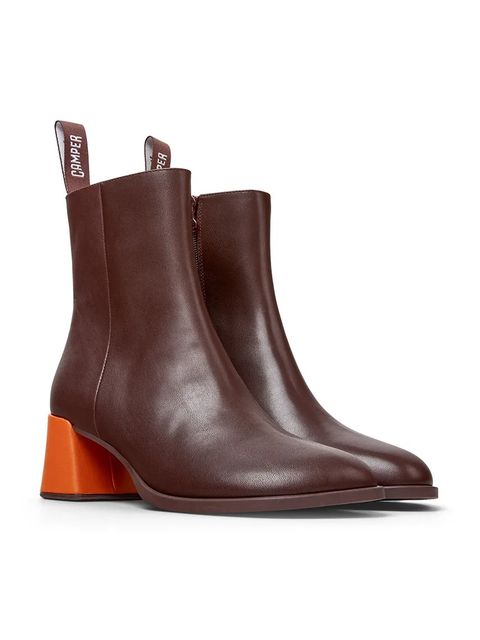 Camper botki skórzane TWS damskie kolor bordowy na słupku K400798-006