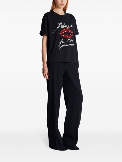Balmain kiss-print short-sleeves T-shirt - Black - zdjęcie produktu nr 2