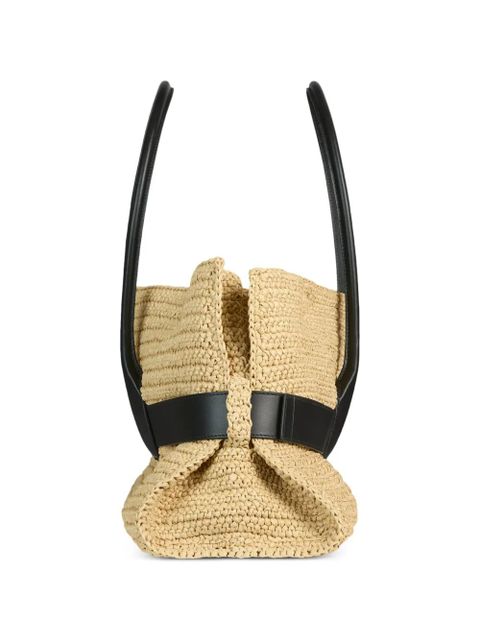 Balmain large Anthem bag in smooth leather and crochet - Neutrals