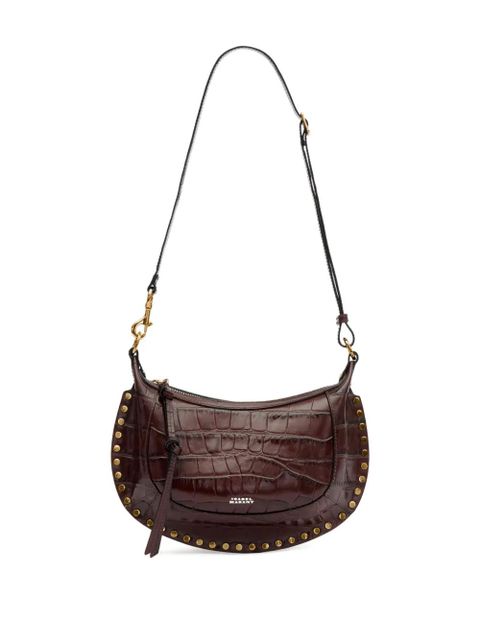 ISABEL MARANT Oskan Moon studded croc-embossed shoulder bag - Brown