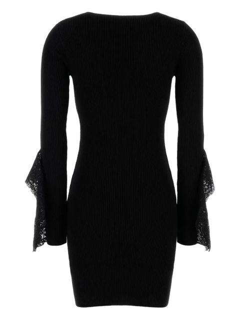 Blumarine lace-detail ribbed-knit mini dress - Black - zdjęcie produktu nr 2