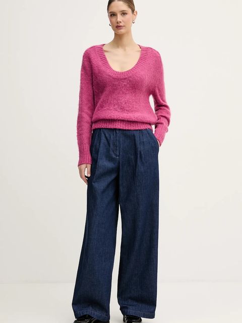 United Colors of Benetton sweter z dodatkiem moheru damski kolor fioletowy 1VAAD10EX - zdjęcie produktu nr 2