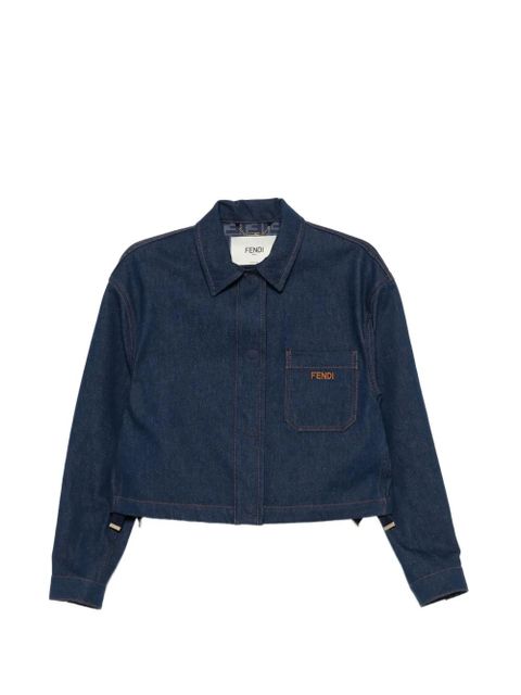 FENDI logo-embroidered denim jacket - Blue - zdjęcie produktu nr 1