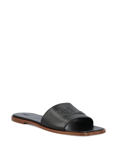 Chloé logo-embellishment flat sandals - Black
