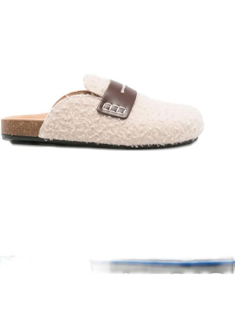 JW Anderson leather-detail shearling mules - Neutrals - zdjęcie produktu nr 1