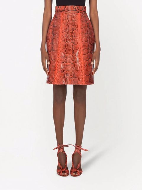 Dolce & Gabbana A-line leather midi skirt - Orange - zdjęcie produktu nr 2