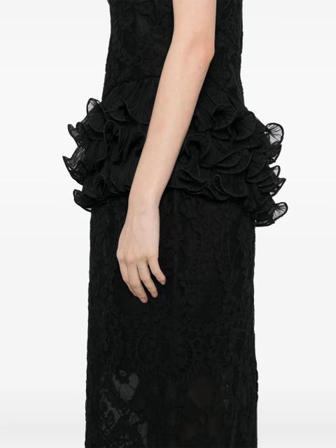 ZIMMERMANN crush lace frill dress - Black