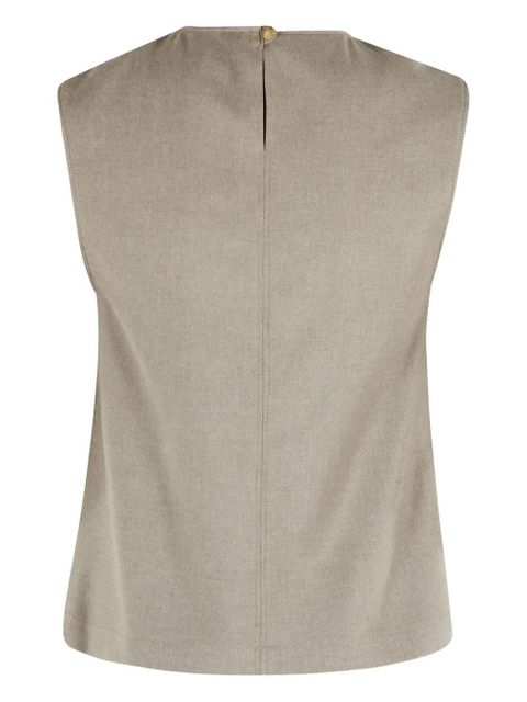 Alysi fringed round-neck top - Neutrals