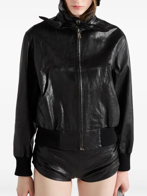 Prada hooded leather jacket - Black