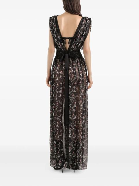 Dolce & Gabbana lace floral maxi dress - Black