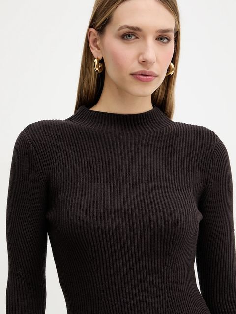 Twinset sukienka z dodatkiem wełny kolor brązowy mini rozkloszowana 252TT3140