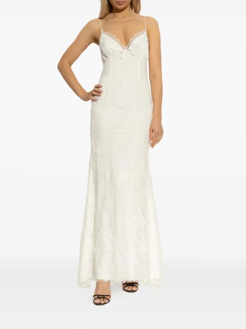 Self-Portrait lace embroidered maxi dress - White