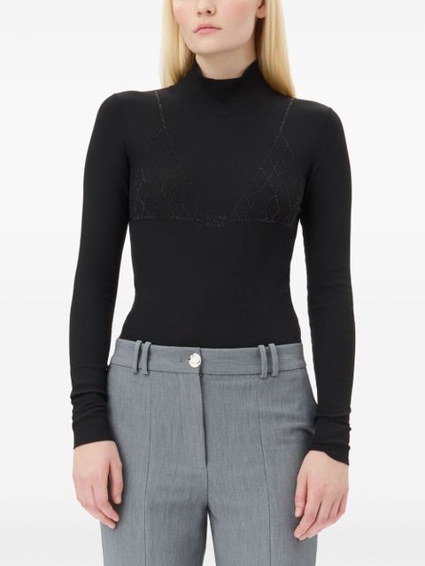 GANNI roll-neck top - Black