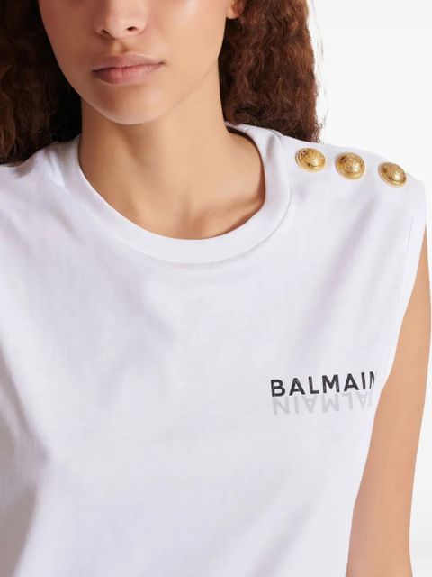 Balmain button-detail tank top - White