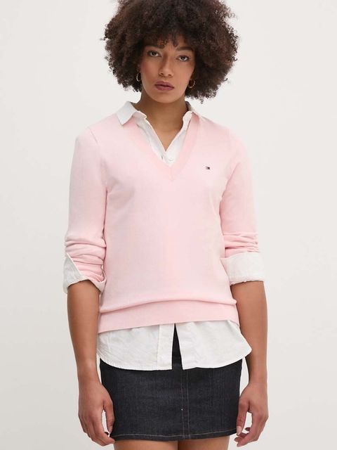 Tommy Hilfiger sweter damski kolor różowy lekki WW0WW40098
