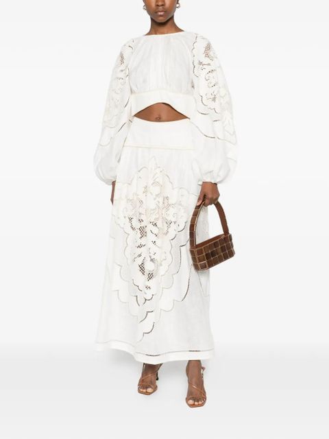 ZIMMERMANN Daylight embroidered maxi skirt - White