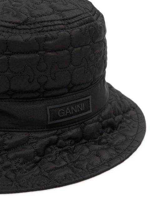 GANNI logo-patch quilted bucket hat - Black - zdjęcie produktu nr 2