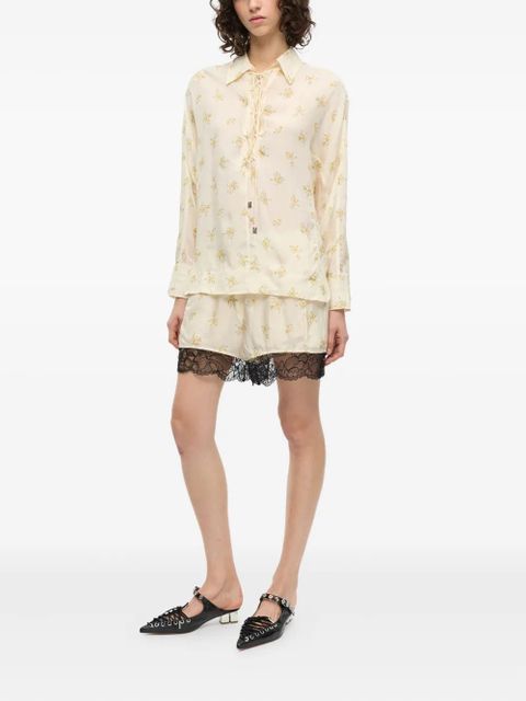GANNI floral-print shorts - Neutrals