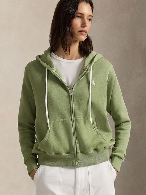 Polo Ralph Lauren bluza damska kolor zielony z kapturem gładka 211971699 - zdjęcie produktu nr 1