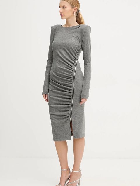 Pinko sukienka z dodatkiem wełny kolor szary mini dopasowana 106126 A2ZU