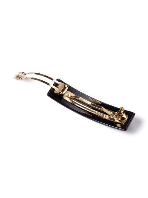 Valentino Garavani VLogo Signature crystal-embellished hair clip - Black