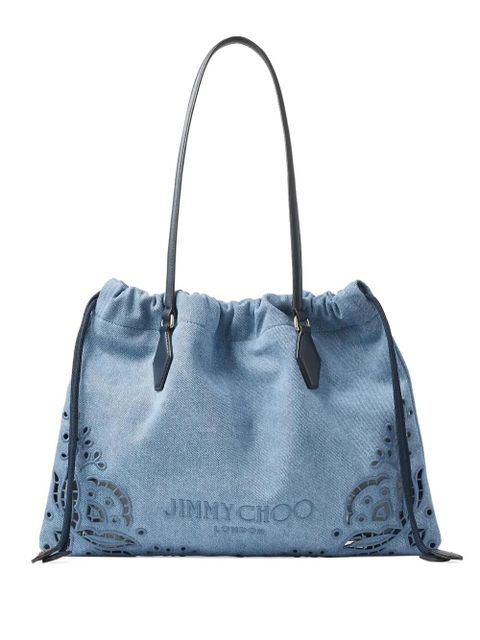 Jimmy Choo laser-cut drawstring shoulder bag - Blue - zdjęcie produktu nr 1