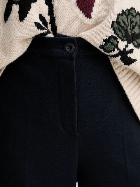 Weekend Max Mara spodnie ZELOTA damskie kolor granatowy szerokie high waist 2525786012600