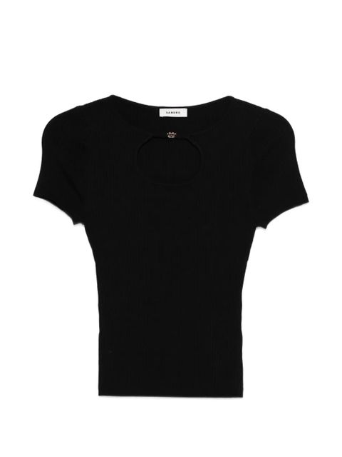 SANDRO cu-tout ribbed T-shirt - Black - zdjęcie produktu nr 1