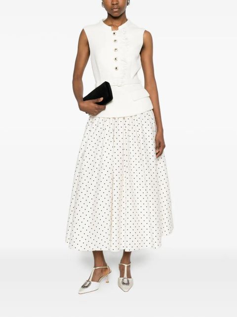 Self-Portrait polka-dot belted midi dress - Neutrals - zdjęcie produktu nr 1