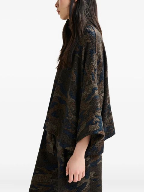 Essentiel Antwerp camouflage-pattern high-neck blouse - Brown