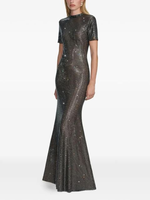 Self-Portrait short sleeve embellished dress - Black