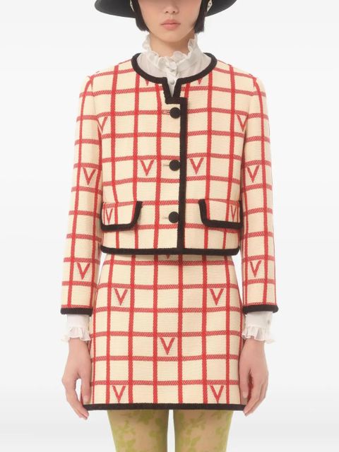 Valentino Garavani grid pattern embellished jacket - Neutrals
